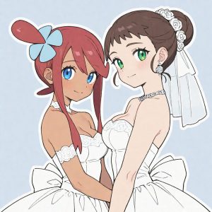 Skyla & Professor Juniper - Wedding dress (Skyla / Carolina / フウロ / 풍란 / 風露 & Professor Juniper / Prof. Keteleeria / アララギ博士 / 주박사 / 紅豆杉博士) - Image 3